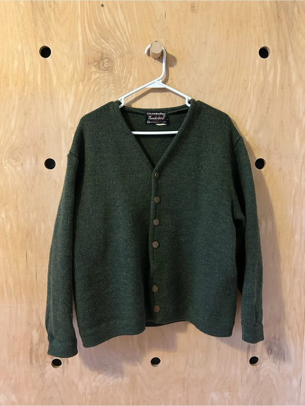 Olive Green 100% Virgin Wool Cardigan Sweater
